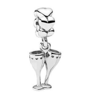 Authentic Pandora Cheers Champagne Wine Glasses Wedding Charm